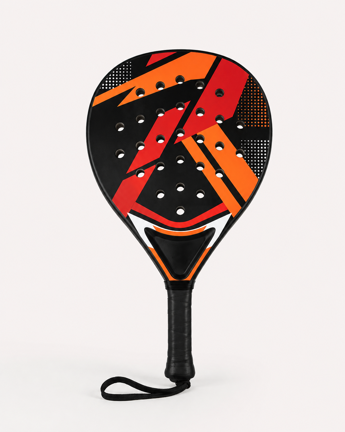 Raquette de padel débutants et intermédiaires LBS noire, rouge et orange, vue de face