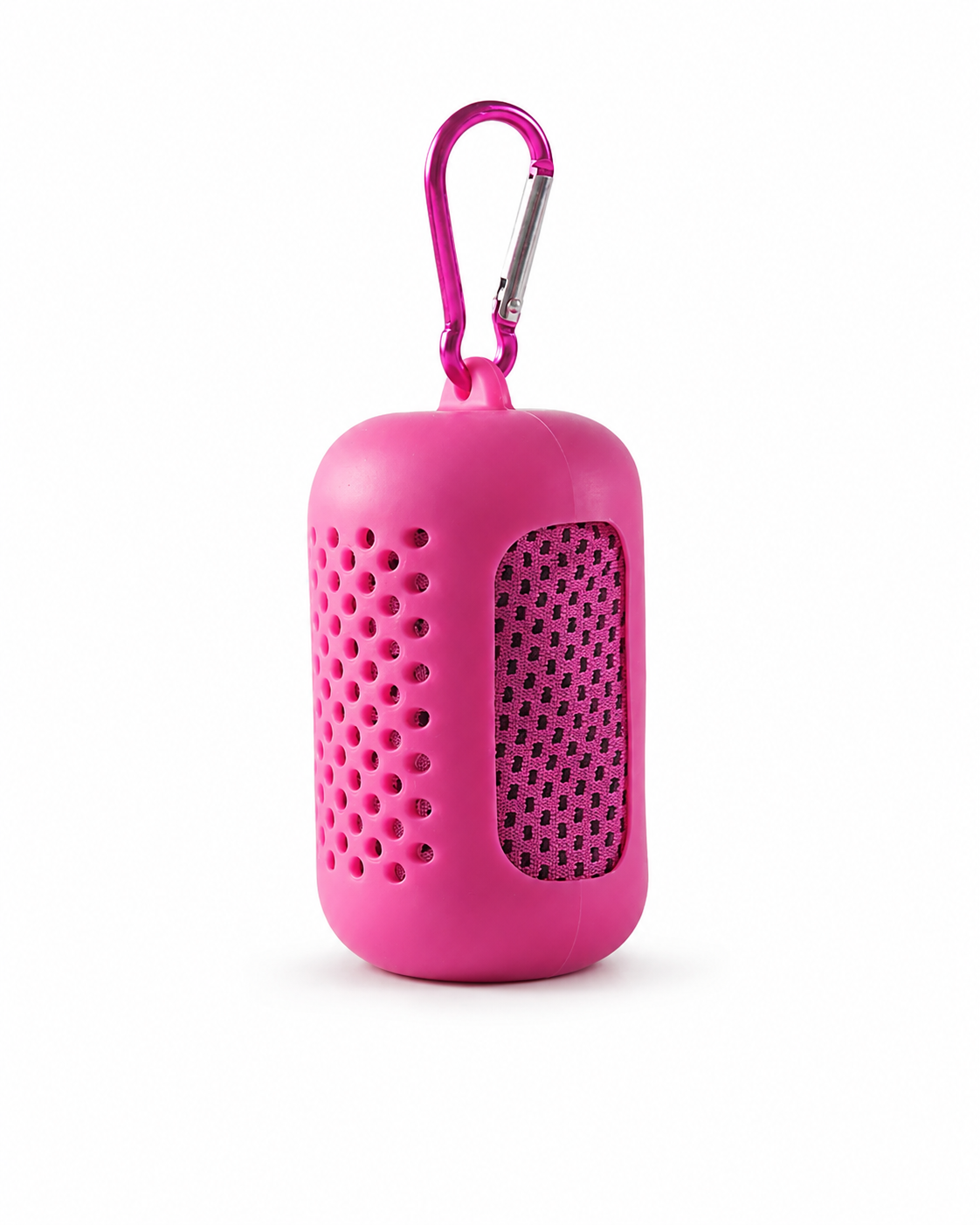 Serviette microfibre de padel LBS rose dans son étui à mousqueton
