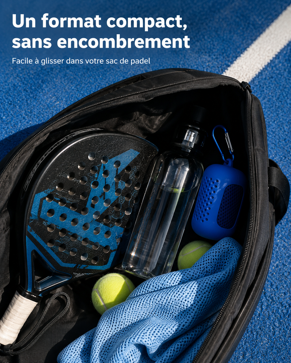 Format compact de la serviette microfibre de padel LBS pour le sac